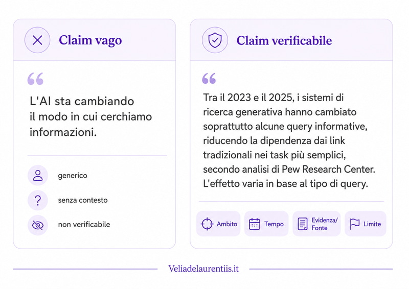 claim vago e claim verificabile